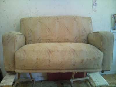 Sofa in real need of upholstery