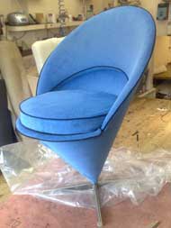 cone chair before reupholstery