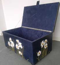 Leather ottoman we upholstered for susannna Hunter